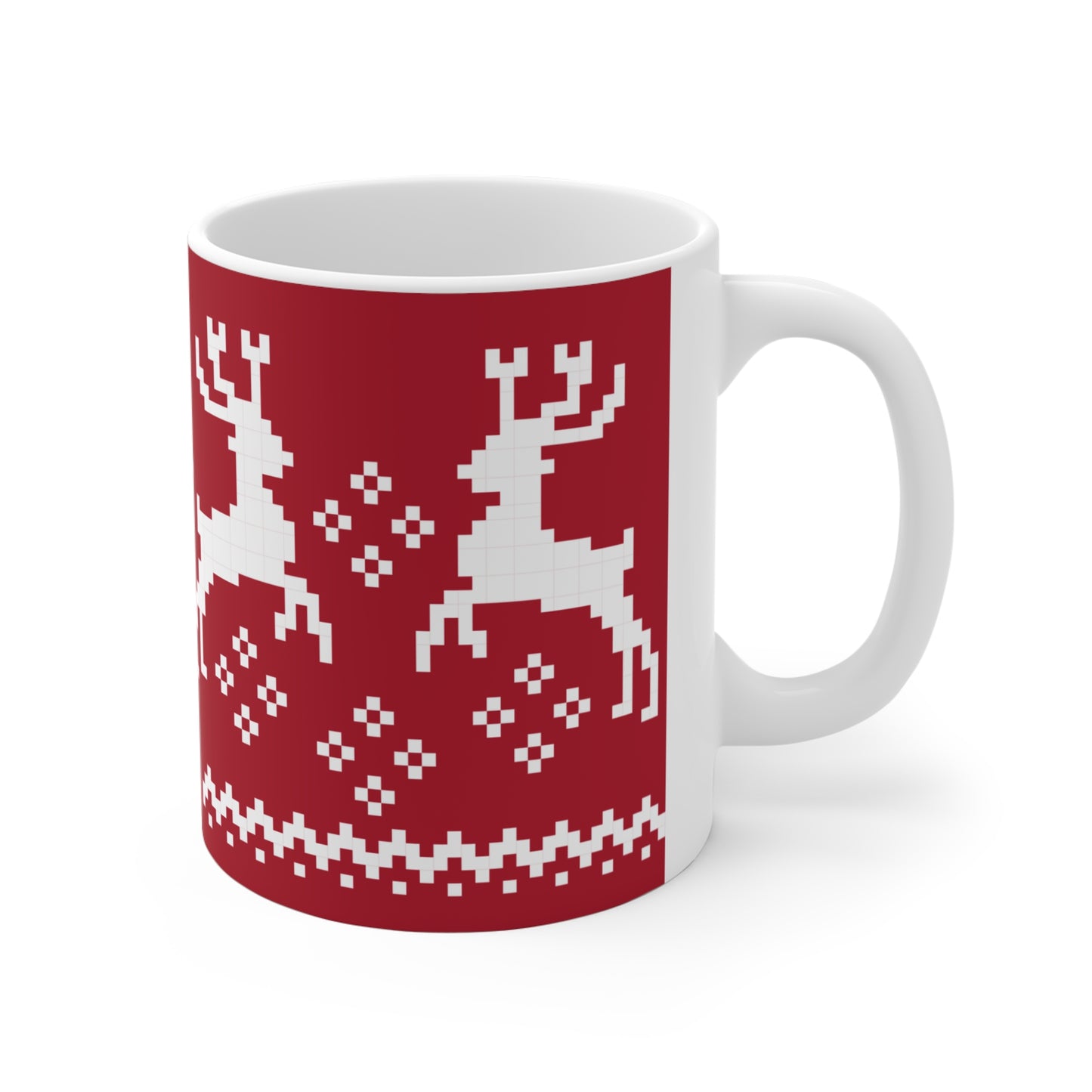 Jacquard Reindeer Christmas Mug with exclusive Italian design print (11oz) |  Red | Giada Valenti Collection