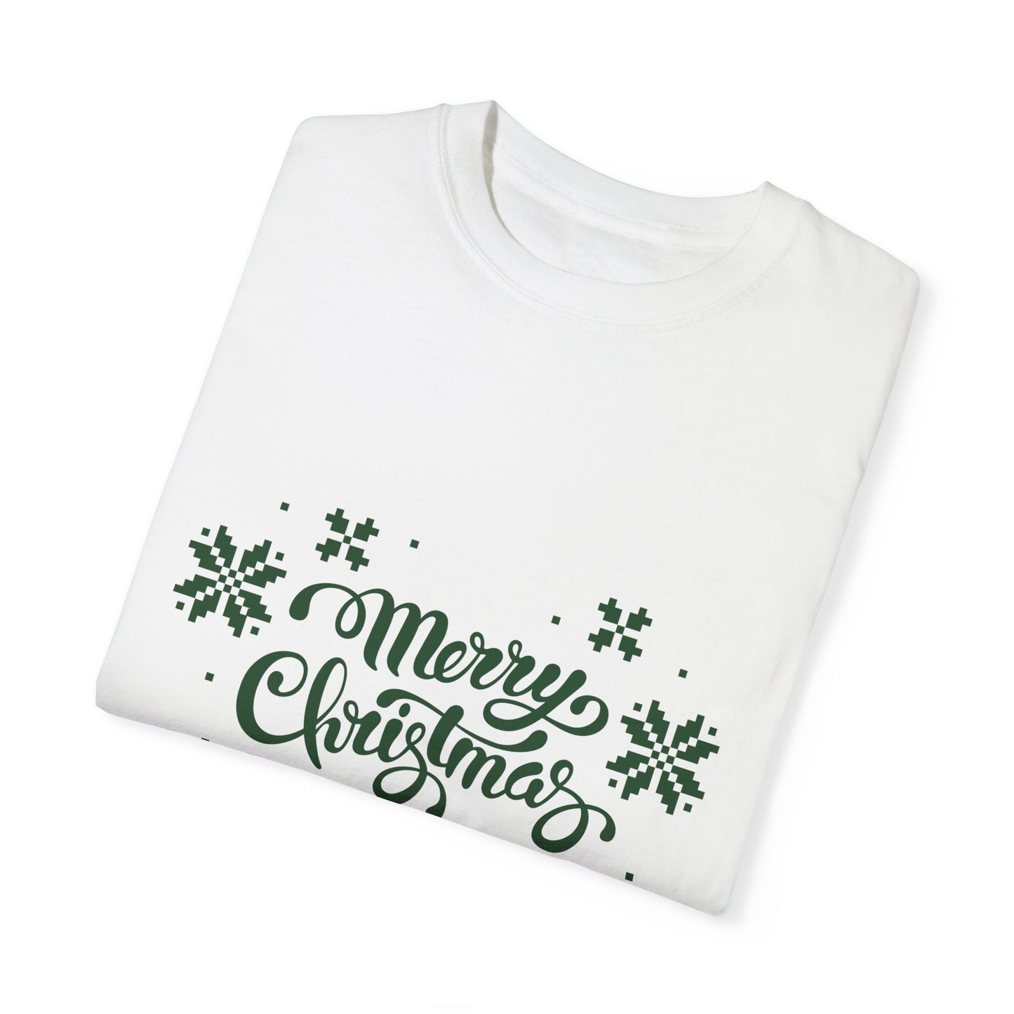 Merry Christmas Jacquard Unisex T-shirt with Italian Design print | Green | Giada Valenti | Christmas T-shirt | Christmas gift