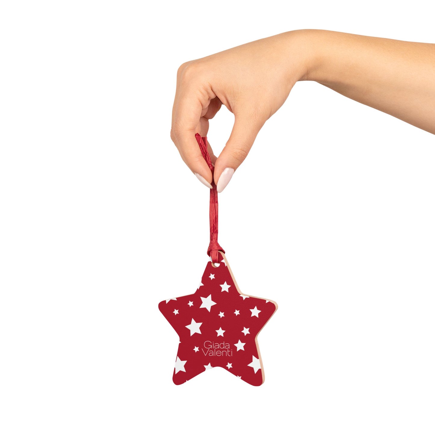 Giada Valenti | Star Shape Wooden Ornaments | Designed in Italy | Red White Star | Christmas Ornament | Christmas Gift | Italian Design