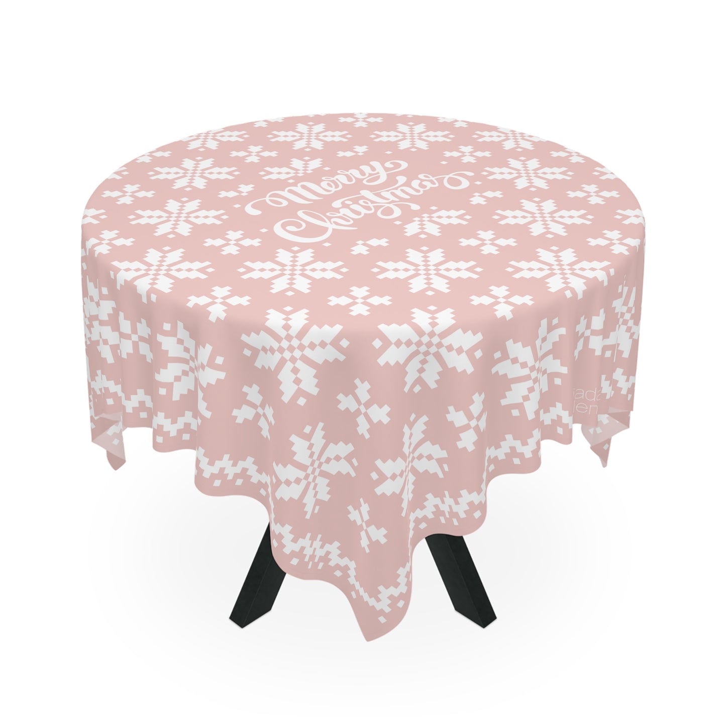 Jacquard Snowflake Christmas Tablecloth with Italian Design print | Pink | Giada Valenti Collection