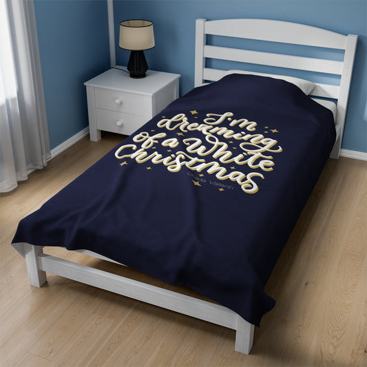 I'm Dreaming of a White Christmas Velveteen Plush Blanket with Italian design print | 60x80 | Blue | Giada Valenti | Christmas Gift