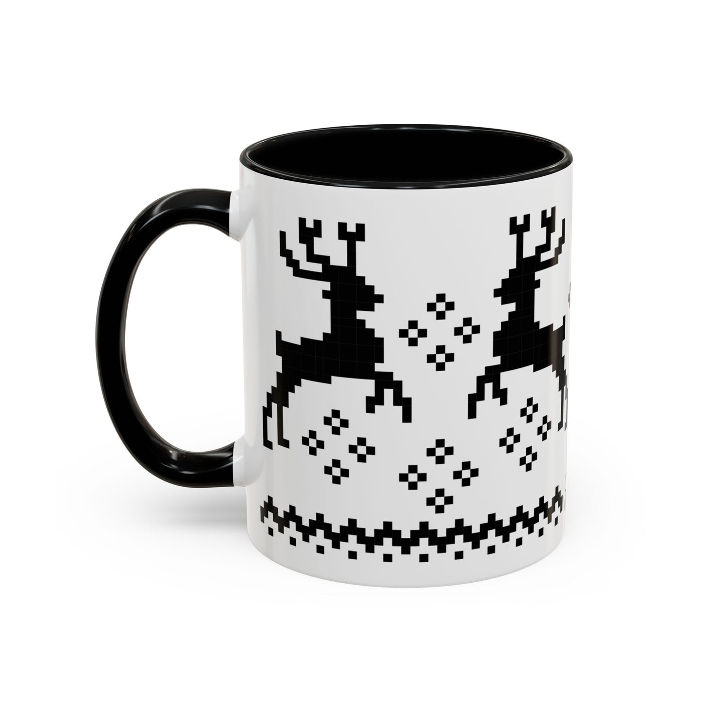 Jacquard Reindeer Christmas Mug with exclusive Italian design print (11oz) | Black | Giada Valenti Collection