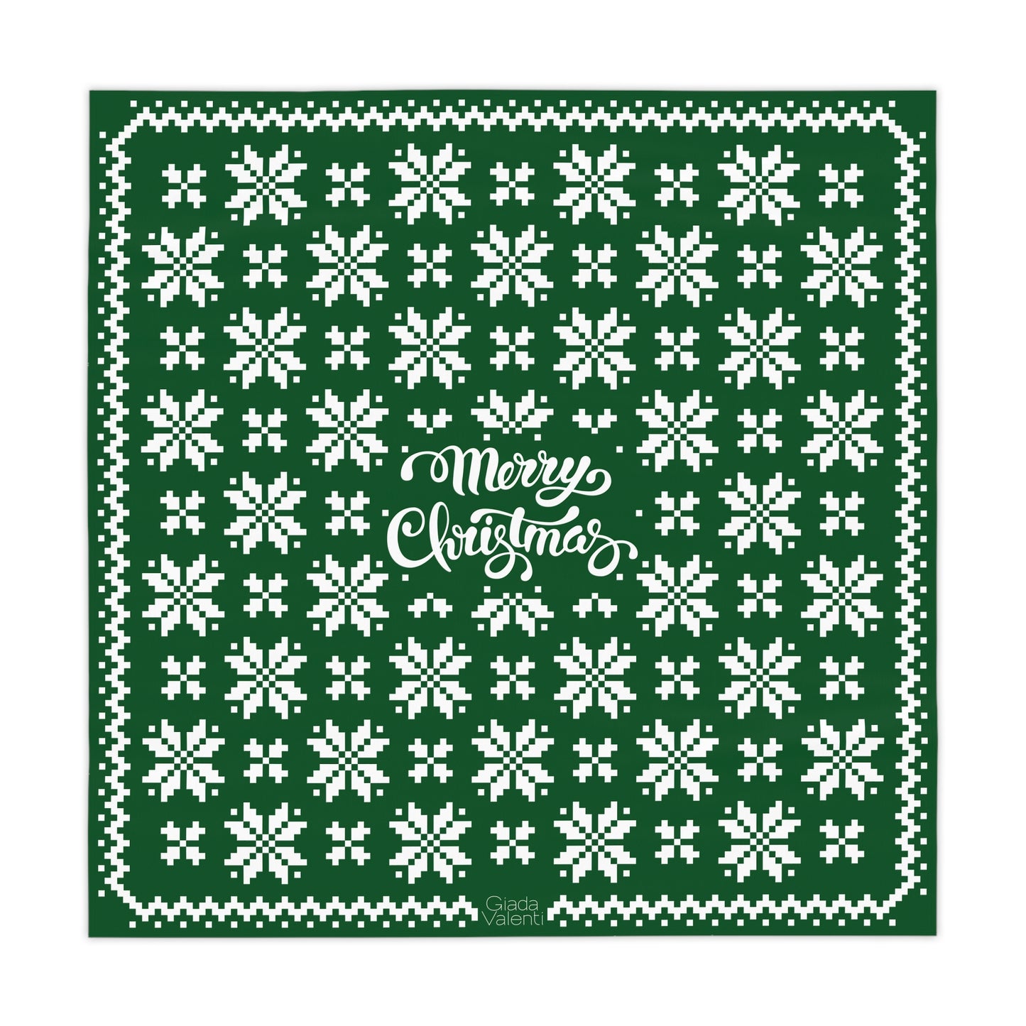 Jacquard Snowflake Christmas Tablecloth with Italian Design print | Green White | Giada Valenti | Christmas Decoration | Christmas Gift