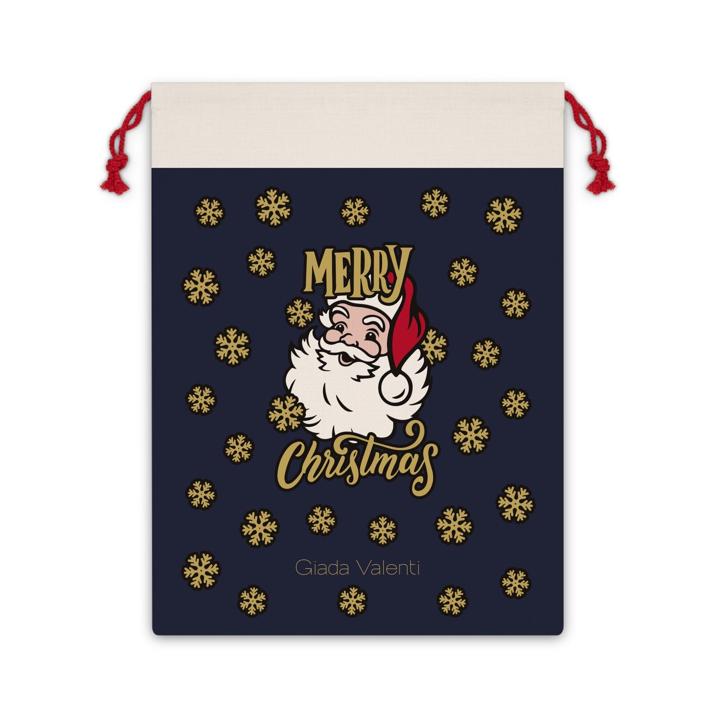 Merry Christmas Santa Claus Gift Bag with exclusive Italian design print | Blue | Giada Valenti | Christmas Gift