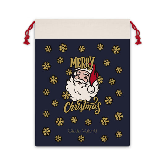 Merry Christmas Santa Claus Gift Bag with exclusive Italian design print | Blue | Giada Valenti | Christmas Gift