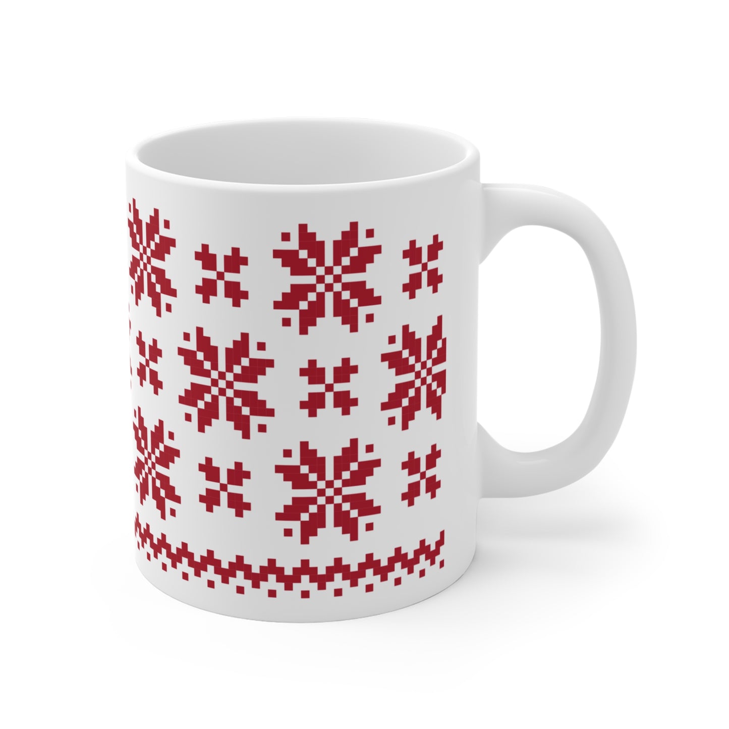 Jacquard Snowflake Mug with exclusive Italian design print (11oz) | White Red | Giada Valenti Collection