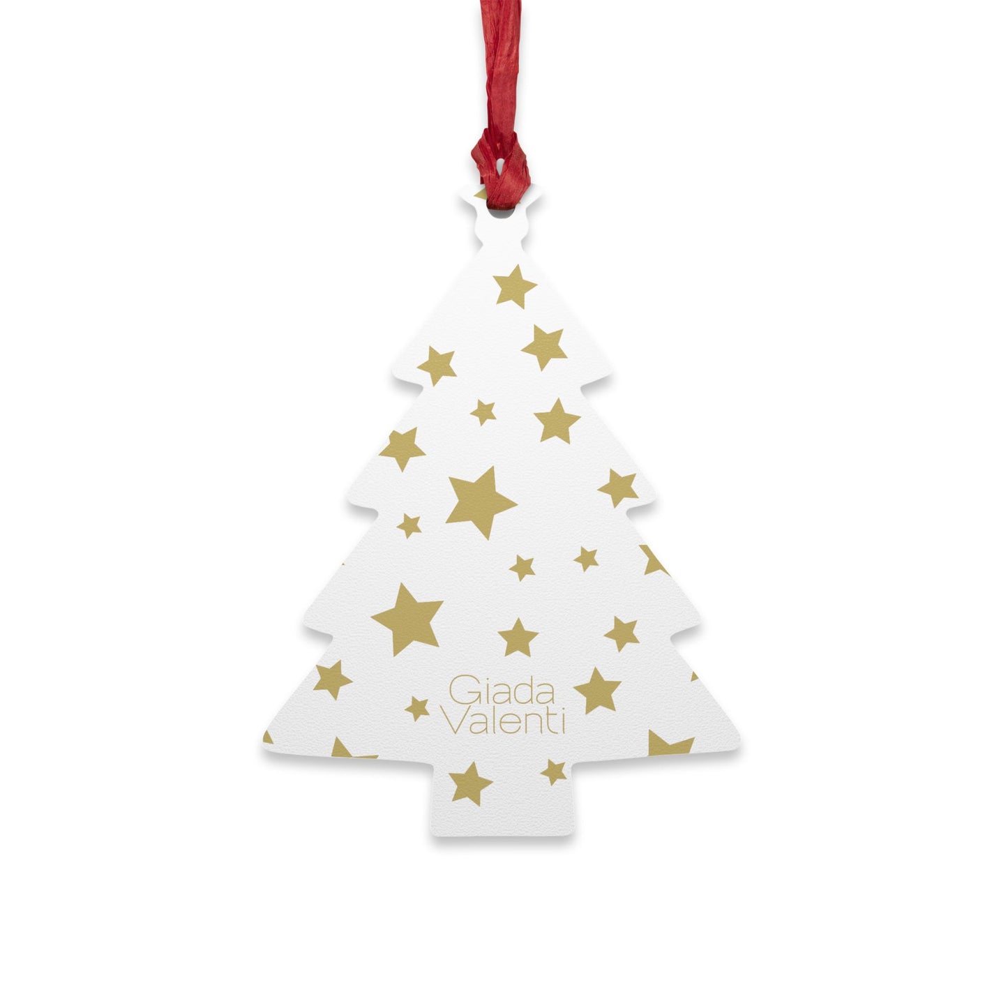 Giada Valenti | Tree Shape Wooden Ornaments | Designed in Italy | White Gold Star | Christmas Ornament | Christmas Gift | Italian Design