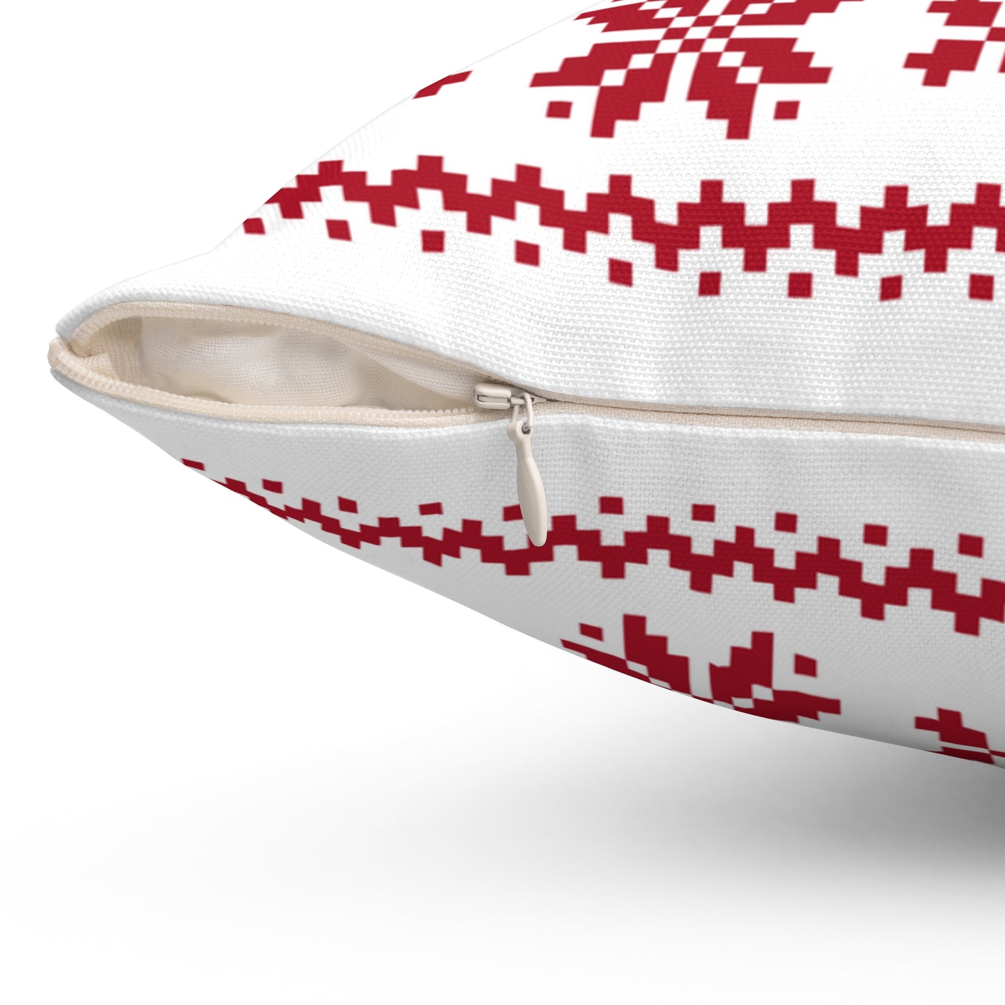 Merry Christmas Pillow with exclusive Italian Design print | White Red Jacquard Snowflake | Giada Valenti Collection