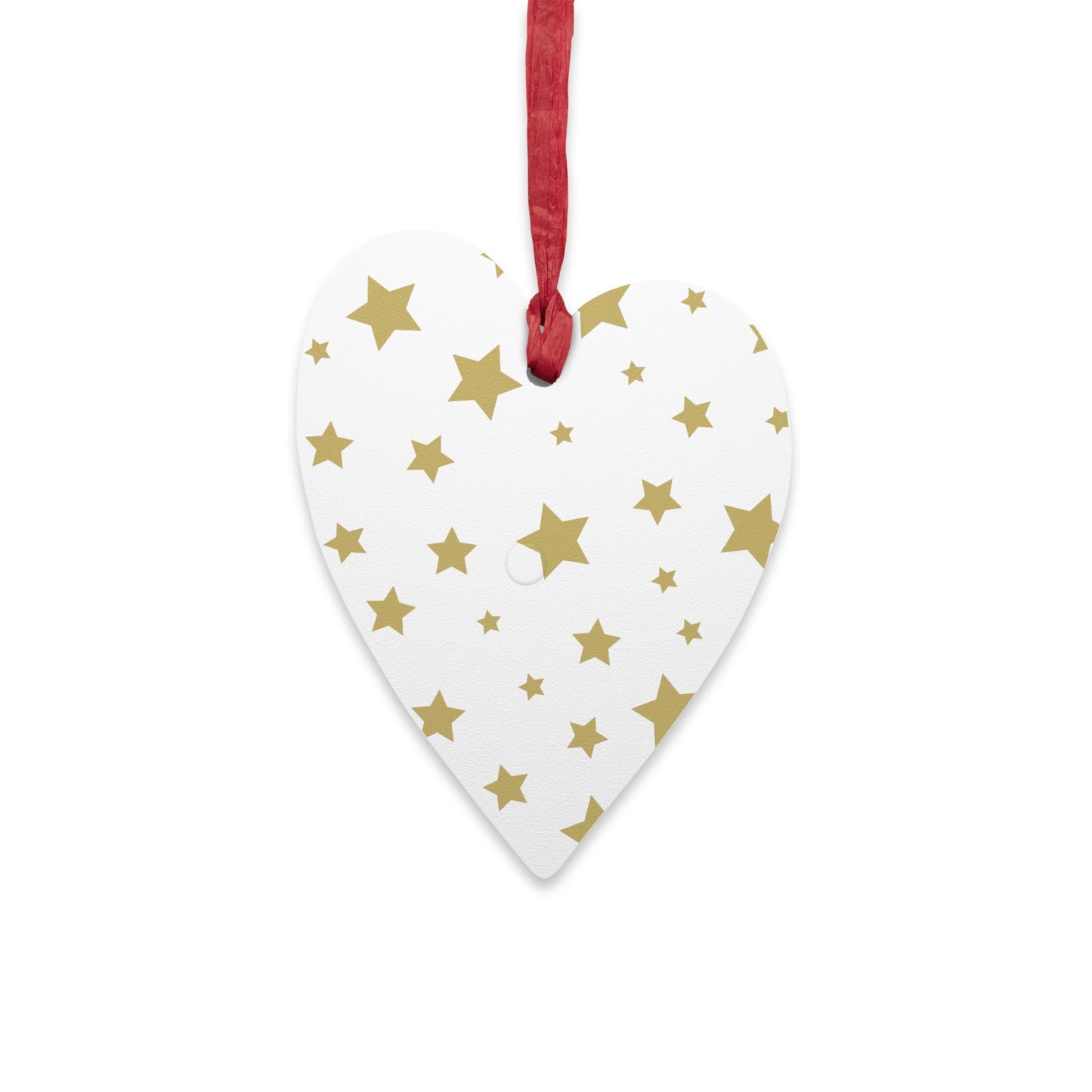 Giada Valenti | Heart Shape Wooden Ornament | Designed in Italy | White Gold Stars | Christmas Ornament | Christmas Gift