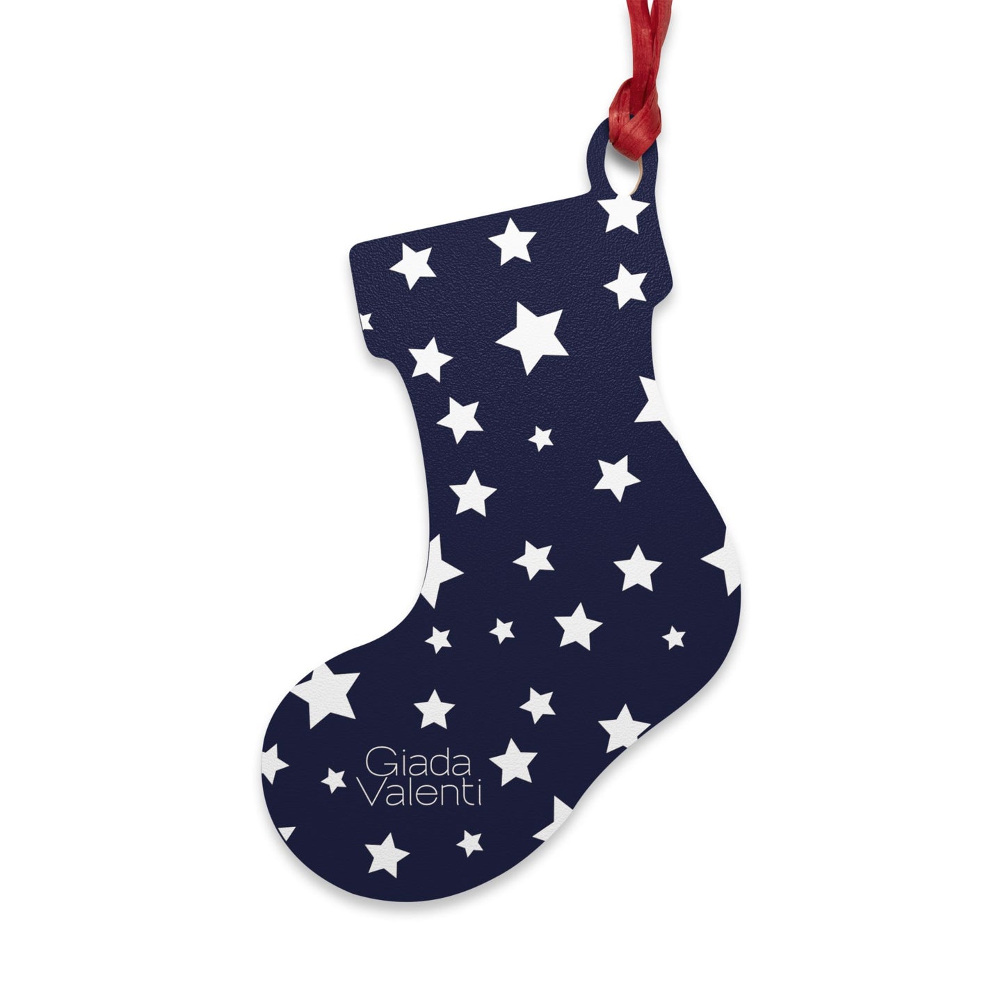 Giada Valenti | Christmas Stocking Wooden Ornament | Designed in Italy | Blue White Stars | Christmas Ornament | Christmas Gift