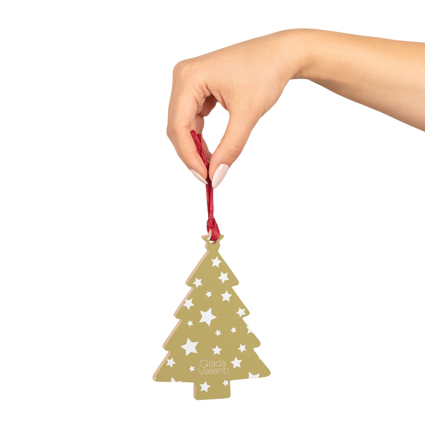 Giada Valenti | Tree Shape Wooden Ornaments | Designed in Italy | Gold White Star | Christmas Ornament | Christmas Gift | Italian Design