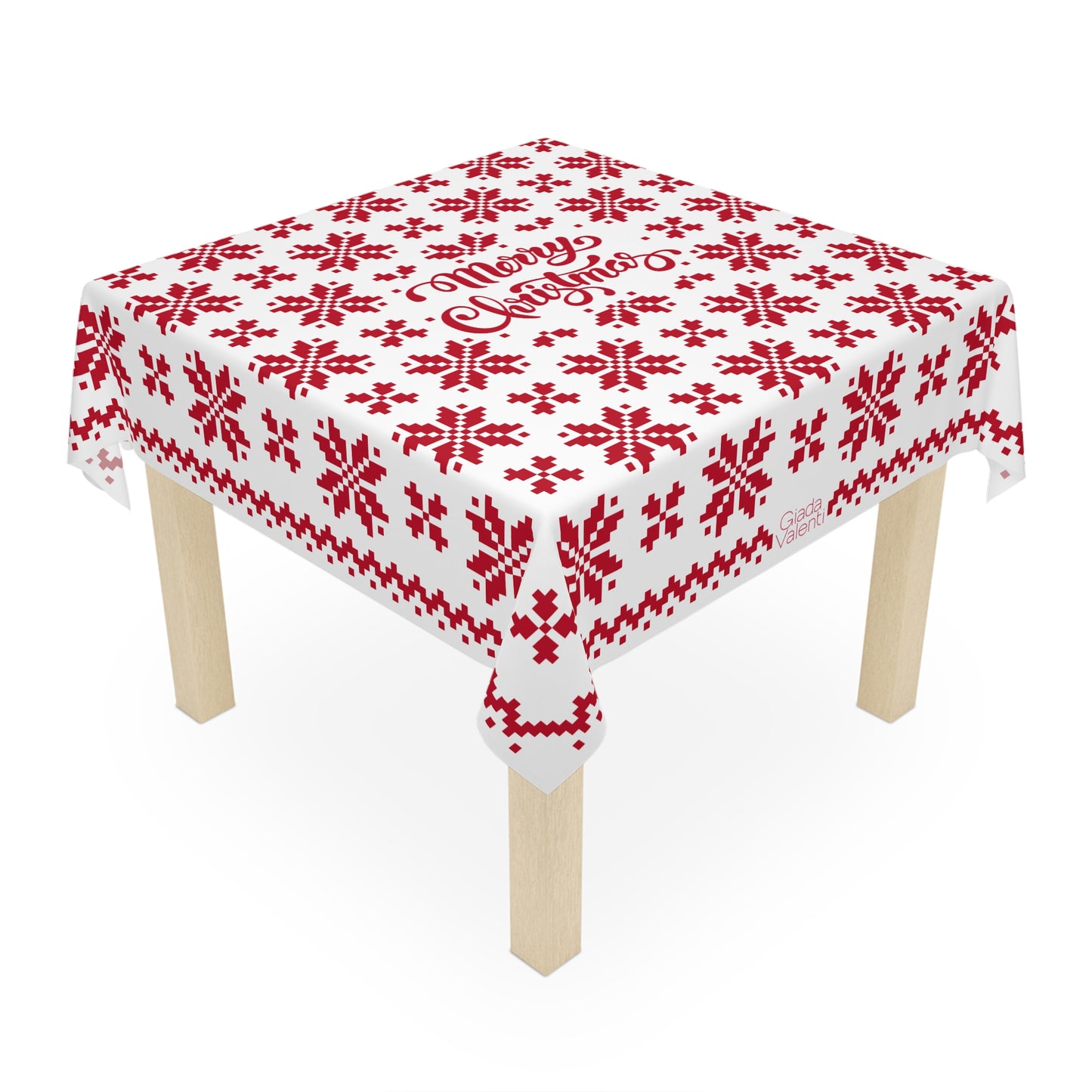 Jacquard Snowflake Christmas Tablecloth with Italian Design print | White Red | Giada Valenti | Christmas Decoration | Christmas Gift