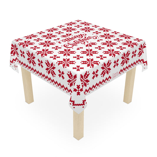 Jacquard Snowflake Christmas Tablecloth with Italian Design print | White Red | Giada Valenti | Christmas Decoration | Christmas Gift