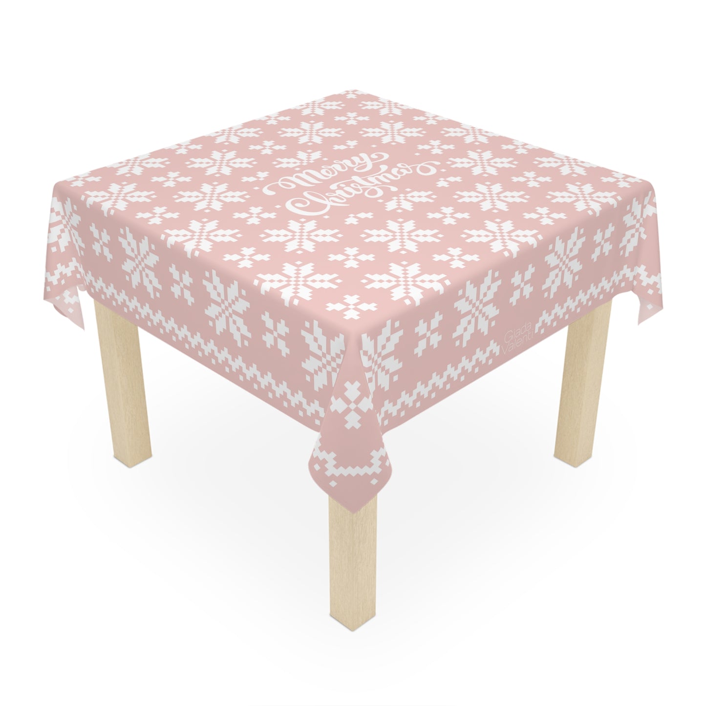 Jacquard Snowflake Christmas Tablecloth with Italian Design print | Pink | Giada Valenti Collection