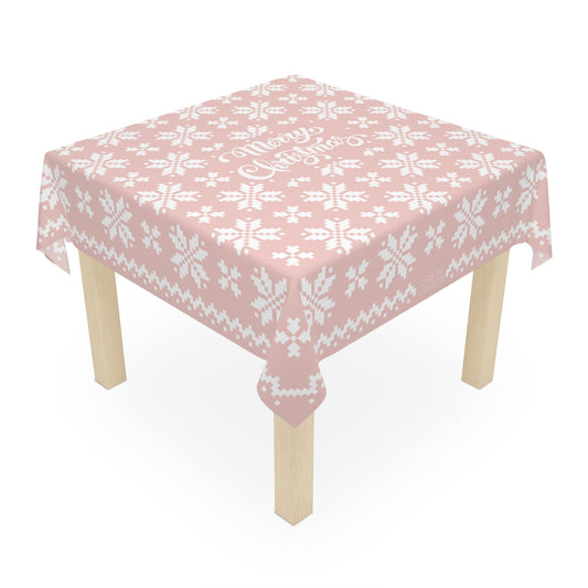 Jacquard Snowflake Christmas Tablecloth with Italian Design print | Pink | Giada Valenti Collection