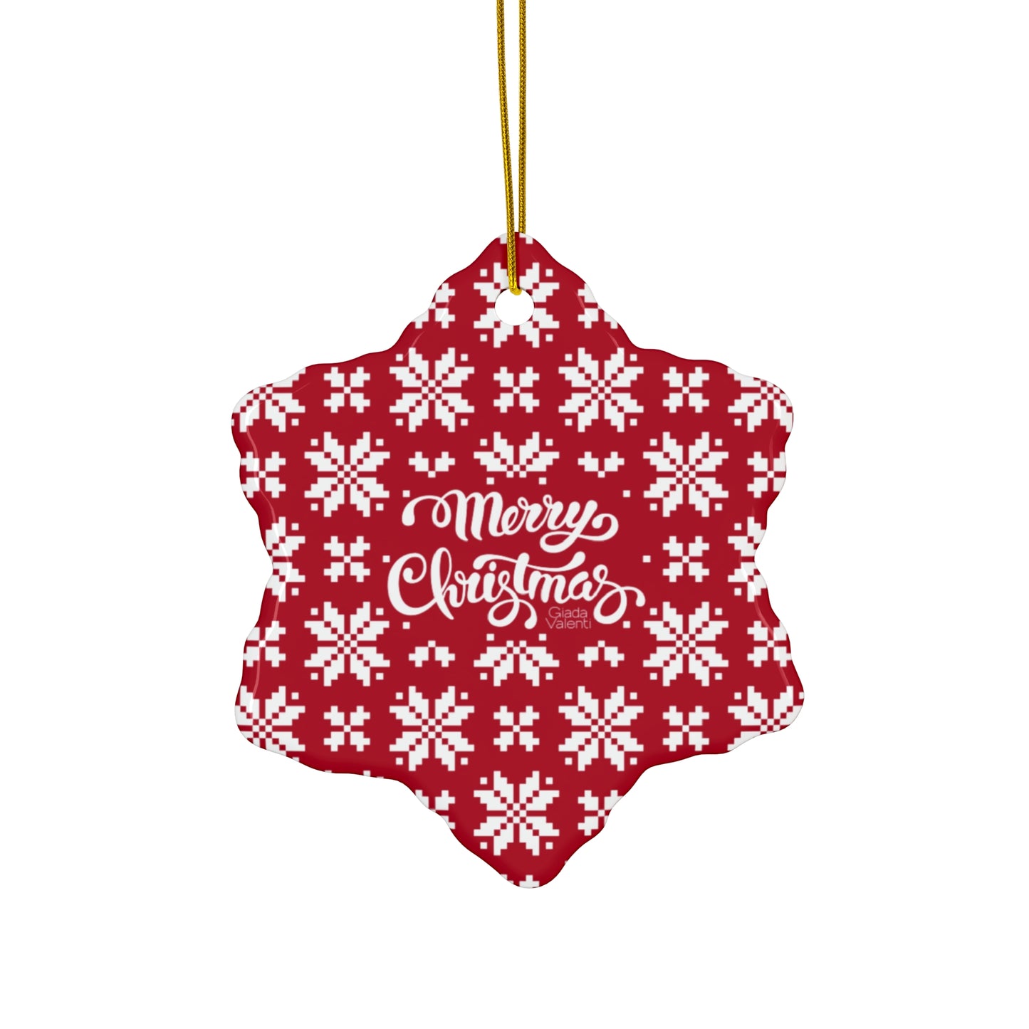 Ceramic Christmas Ornament with exclusive Italian design print | Jacquard Snowflake | Giada Valenti Collection