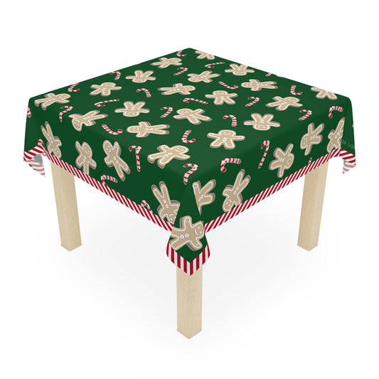 Gingerbread Candy Cane Tablecloth with Italian Design print | Green | Giada Valenti | Christmas Decoration | Christmas Gift