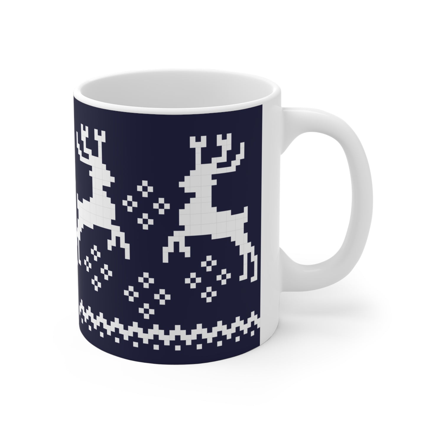 Jacquard Reindeer Christmas Mug with exclusive Italian design print (11oz) | Blue | Giada Valenti | Christmas Gift