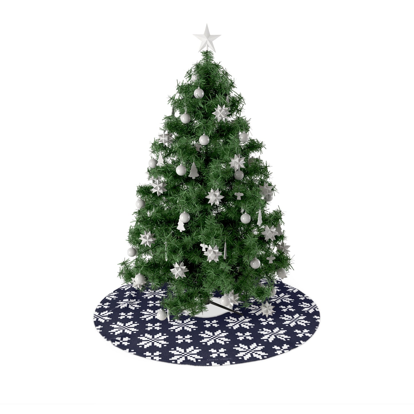 Jacquard Snowflake Christmas Tree Skirt with Italian Design print | Blue | Giada Valenti | Christmas Decoration | Christmas Gift