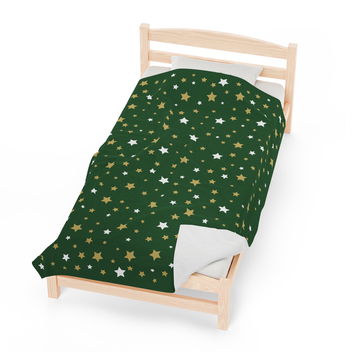 Gold White Star Christmas blanket with Italian design print | 60x80 | Green | Giada Valenti | Christmas Gift | Velveteen Plush