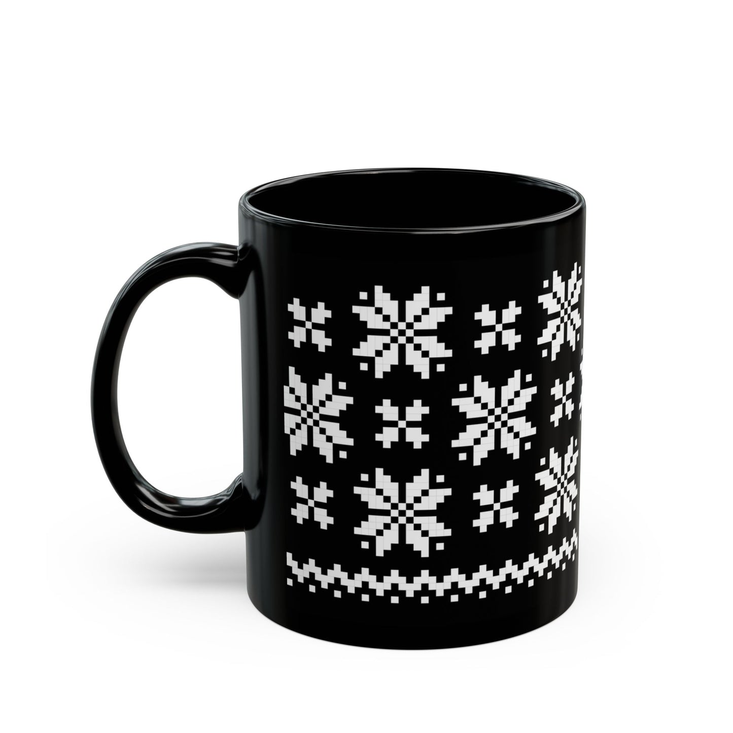 Jacquard Snowflake Mug with exclusive Italian design print (11oz) | Black | Giada Valenti Collection