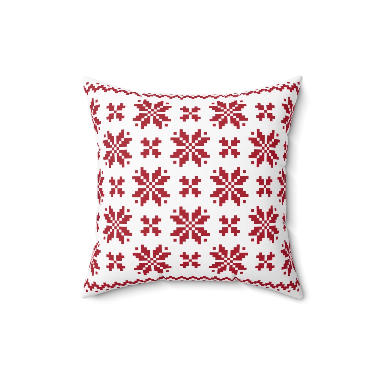 Merry Christmas Pillow with exclusive Italian Design print | White Red Jacquard Snowflake | Giada Valenti Collection