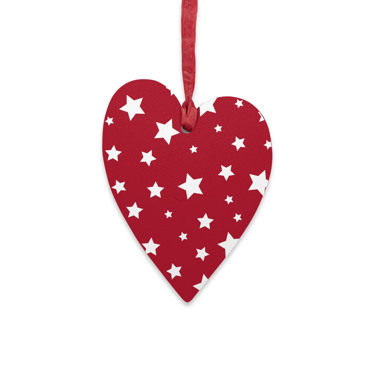 Giada Valenti | Heart Shape Wooden Ornament | Designed in Italy | Red White Stars | Christmas Ornament | Christmas Gift