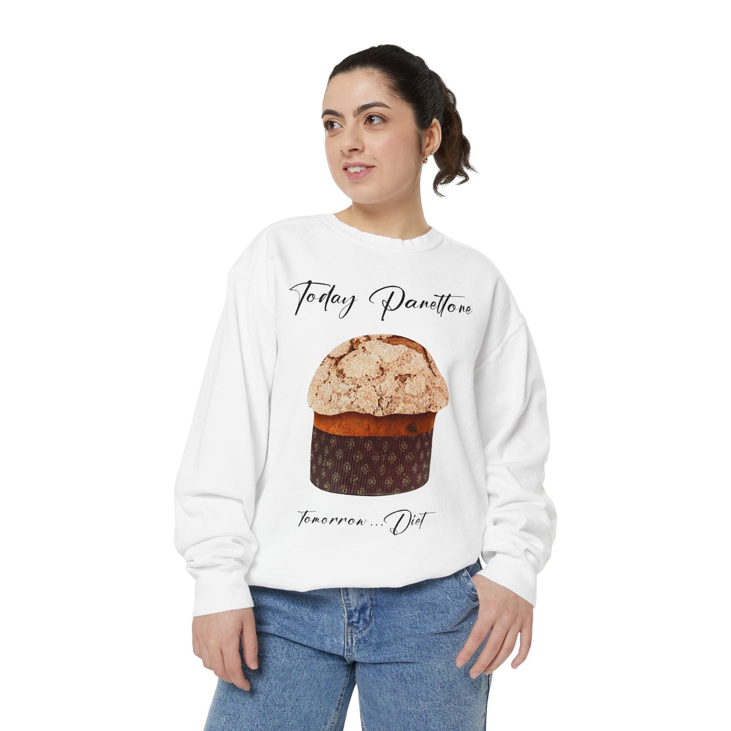 Panettone Unisex Garment-Dyed Sweatshirt designed in Italy by Elisa Savoia | Giada Valenti | Christmas Sweatshirt