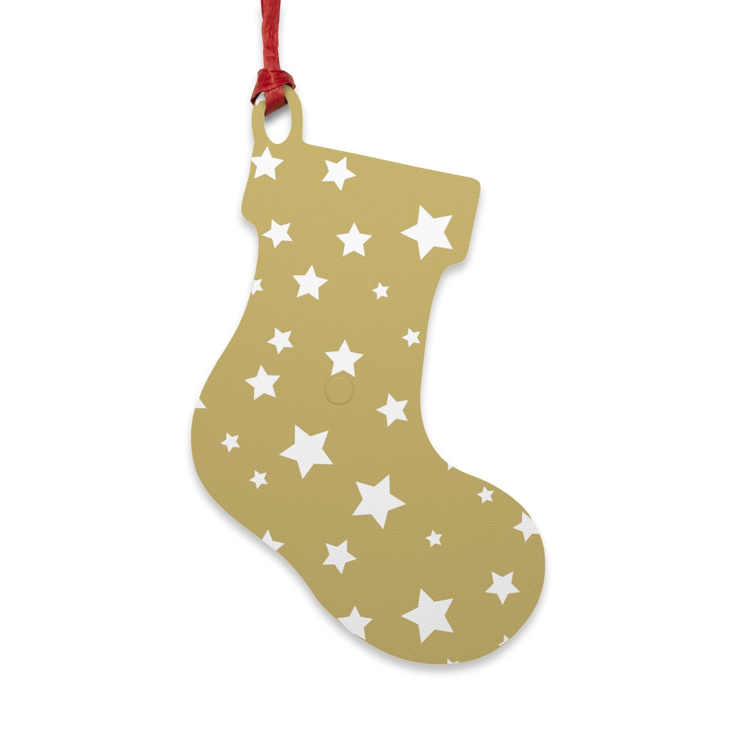 Giada Valenti | Christmas Stocking Wooden Ornament | Designed in Italy | Beige White Stars | Christmas Ornament | Christmas Gift