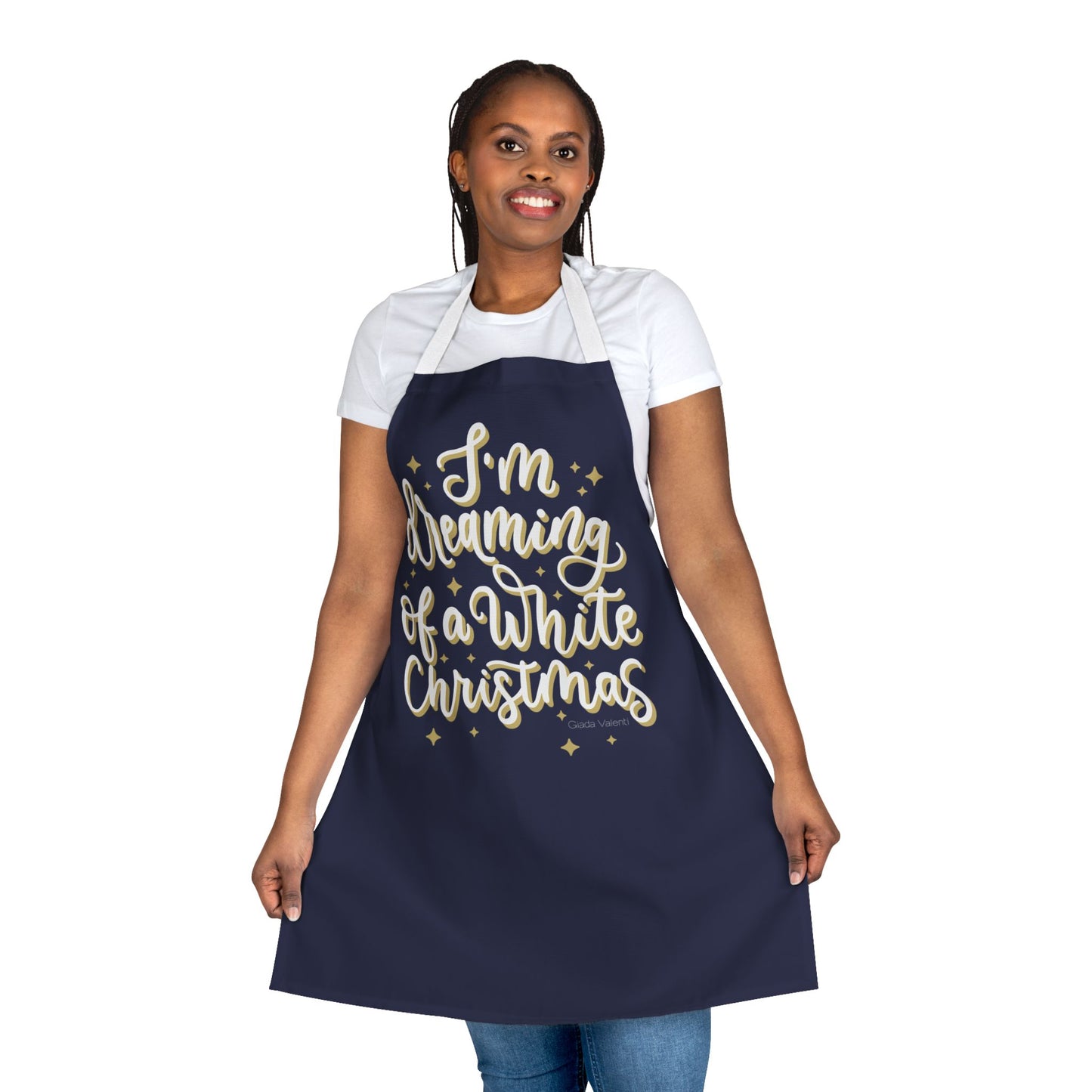 I'm Dreaming of a White Christmas Apron with Italian Design print | Blue | Giada Valenti | Christmas Gift