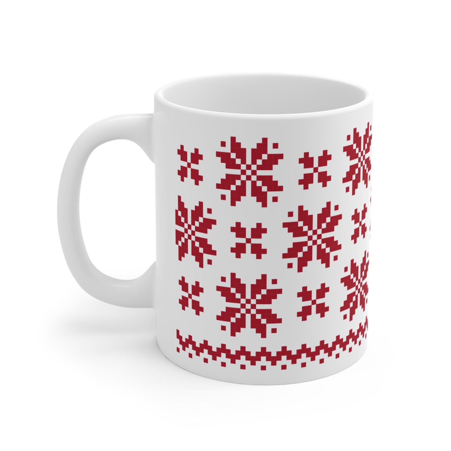 Jacquard Snowflake Mug with exclusive Italian design print (11oz) | White Red | Giada Valenti Collection