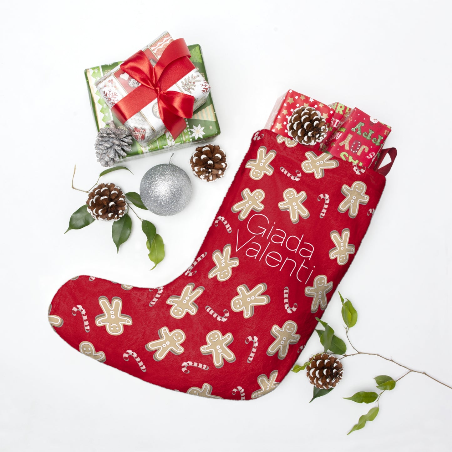 Gingerbread Candy Cane Stocking | Giada Valenti Collection