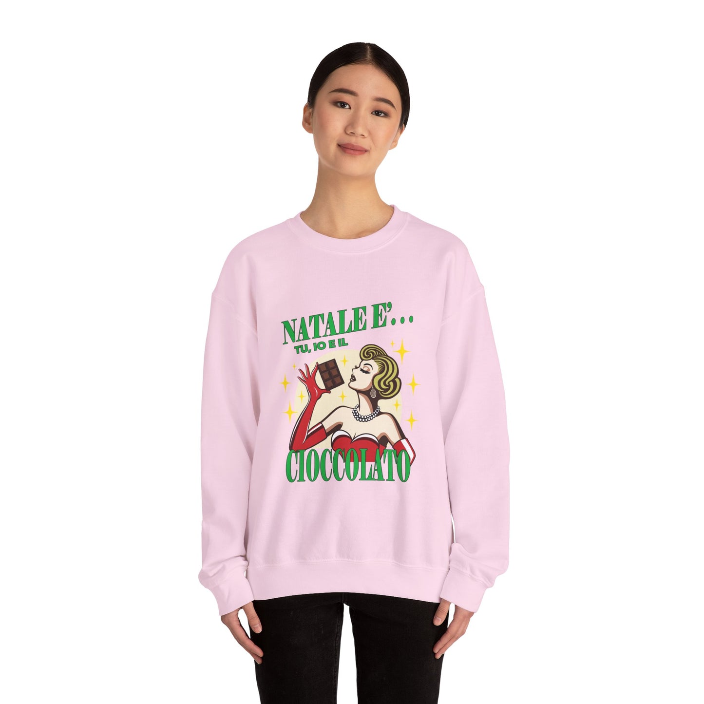 Ciocolato Unisex Heavy Blend™ Crewneck Sweatshirt - Giada Valenti Collection - Print designed in Italy by Elisa Savoia