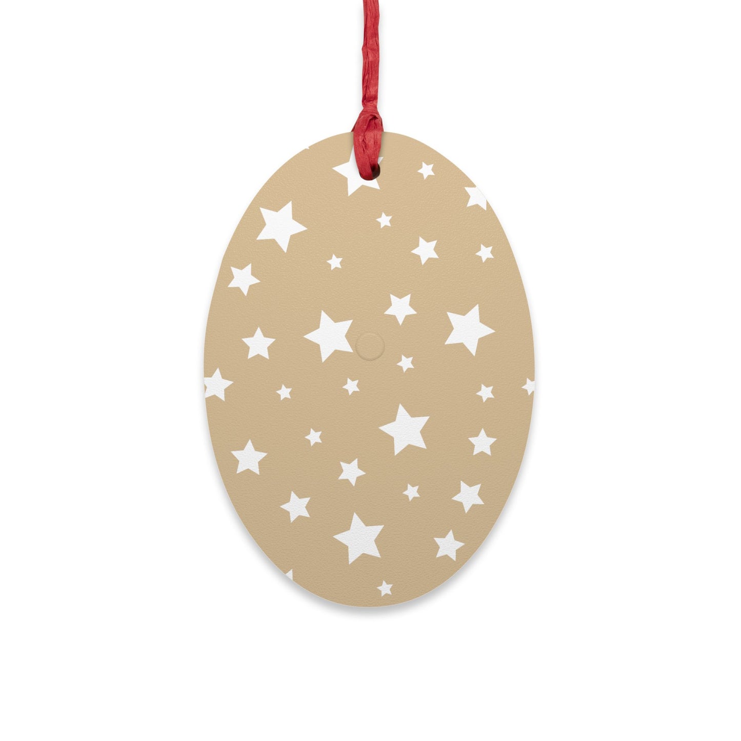 Oval Shape Wooden Ornaments | Designed in Italy | Beige White Stars | Giada Valenti | Christmas Ornament | Christmas Gift | Italian Design