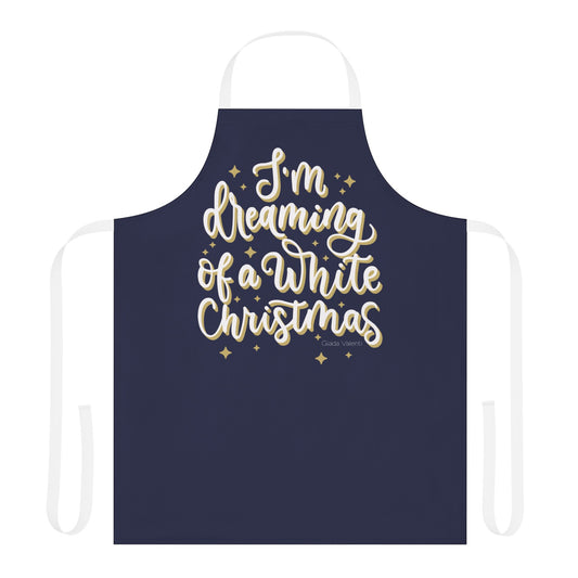 I'm Dreaming of a White Christmas Apron with Italian Design print | Blue | Giada Valenti | Christmas Gift