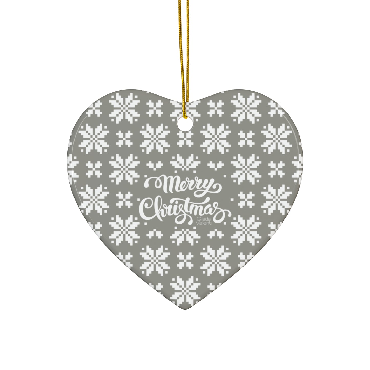 Merry Christmas Ceramic Ornament with Italian Design print | Silver | Giada Valenti Collection