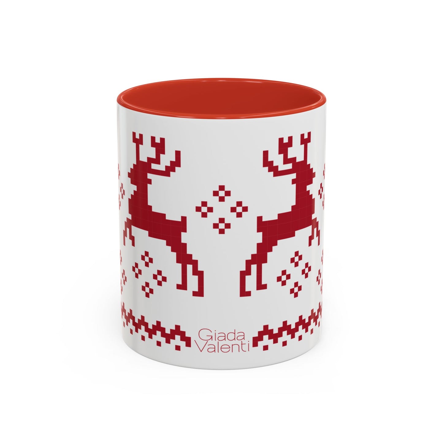 Jacquard Reindeer Christmas Mug with exclusive Italian design print (11oz) | Red | Giada Valenti Collection