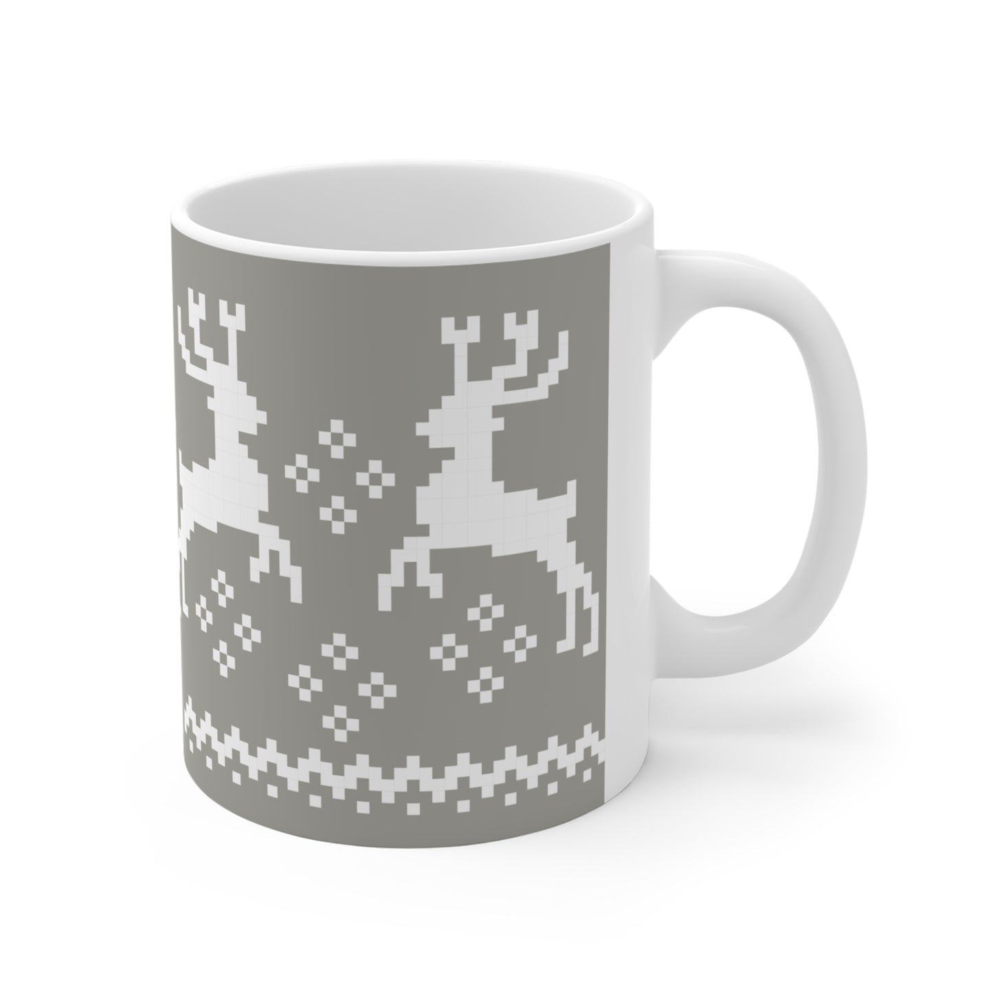 Jacquard Reindeer Christmas Mug with exclusive Italian design print (11oz) | Silver | Giada Valenti Collection