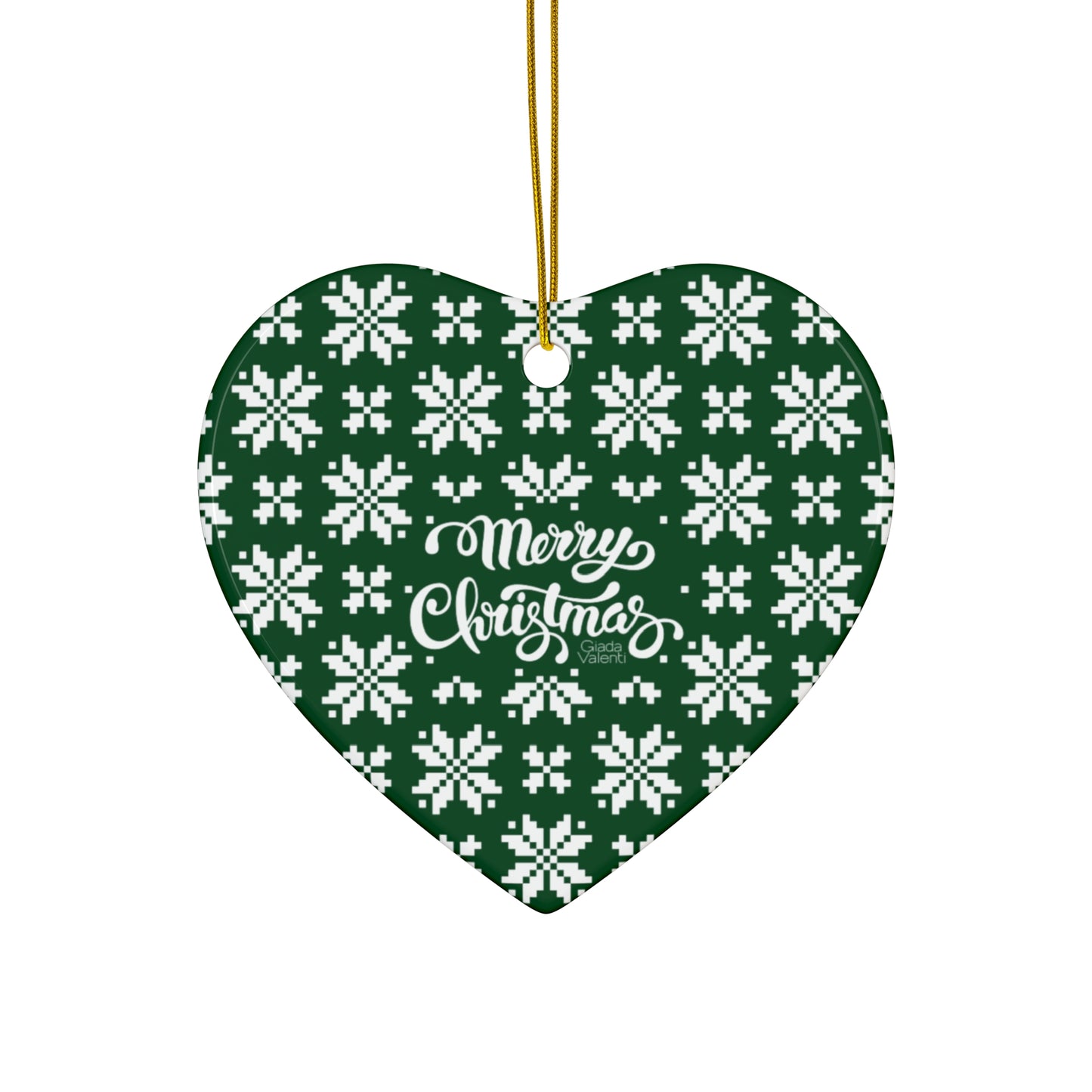 Merry Christmas Ceramic Ornament with Italian Design print | Green | Giada Valenti Collection