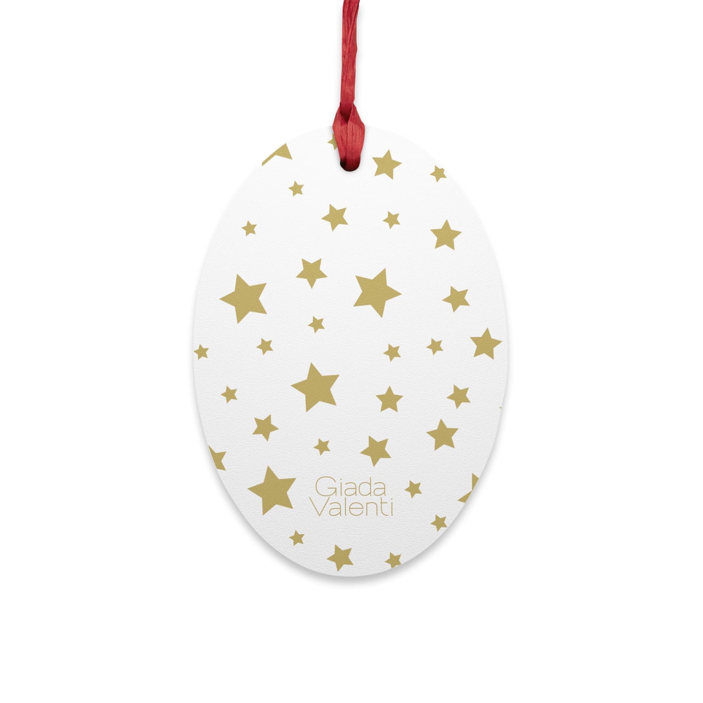 Oval Shape Wooden Ornaments | Designed in Italy | White Gold Stars | Giada Valenti | Christmas Ornament | Christmas Gift | Italian Design