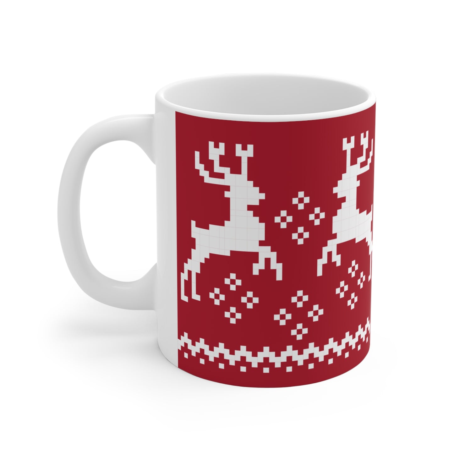 Jacquard Reindeer Christmas Mug with exclusive Italian design print (11oz) |  Red | Giada Valenti Collection