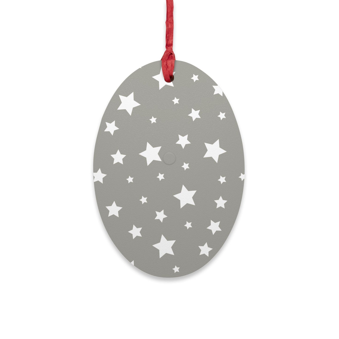 Oval Shape Wooden Ornaments | Designed in Italy | Giada Valenti | Silver White Stars | Christmas Ornament | Christmas Gift | Italian Design