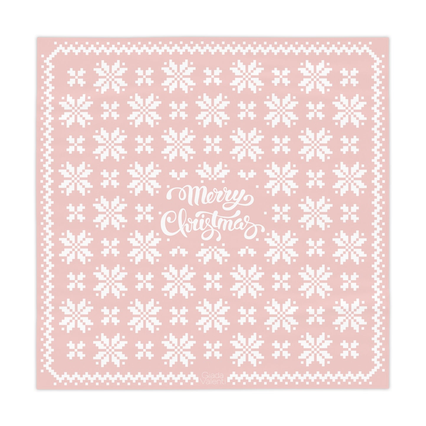 Jacquard Snowflake Christmas Tablecloth with Italian Design print | Pink | Giada Valenti Collection