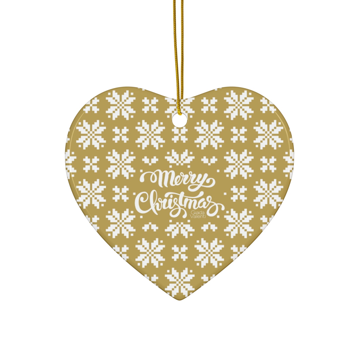 Merry Christmas Ceramic Ornament with Italian Design print | Gold | Giada Valenti Collection