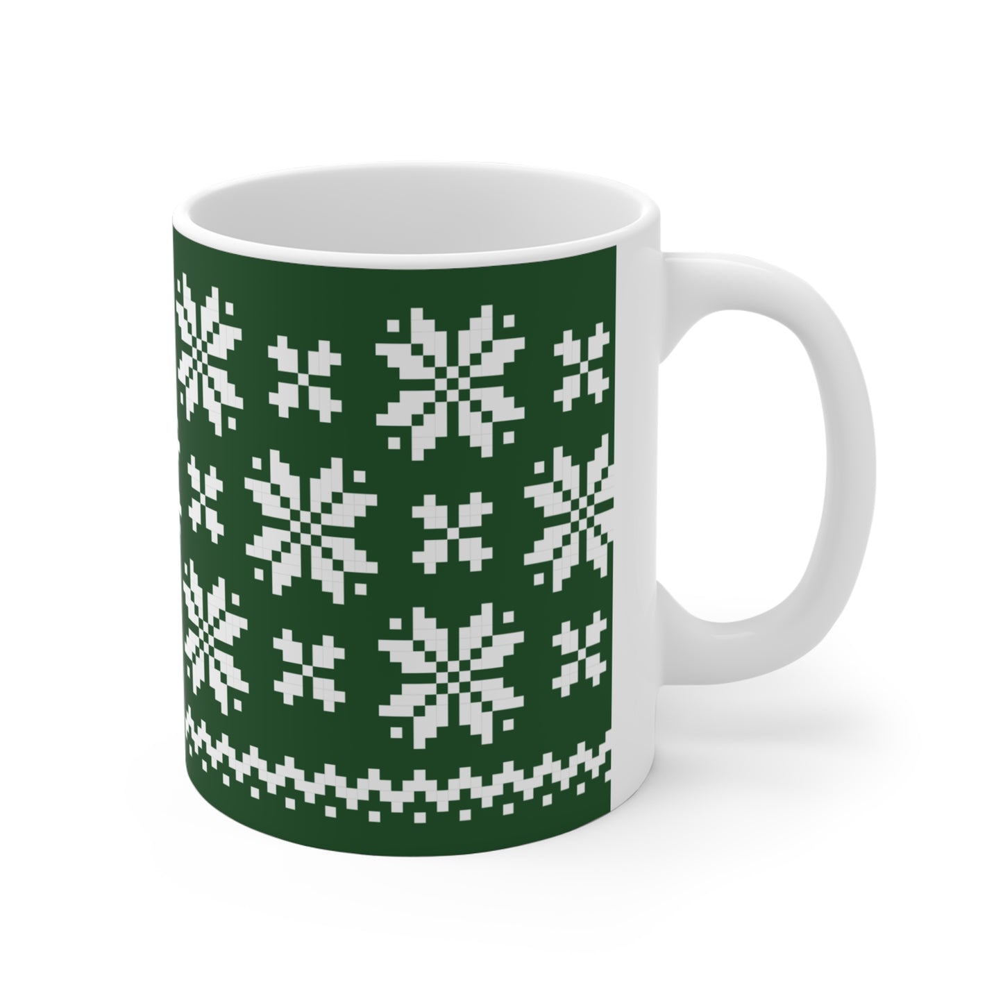 Jacquard Snowflake Mug with exclusive Italian design print (11oz) | Green | Giada Valenti Collection