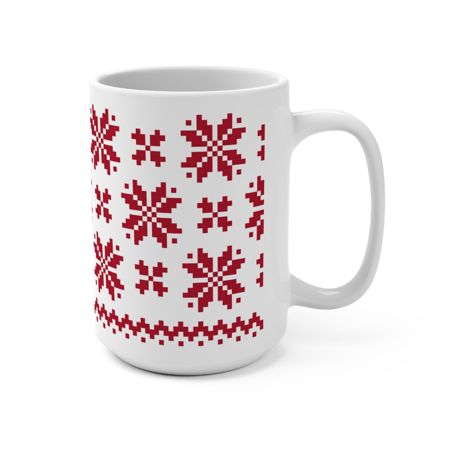 Jacquard Snowflake Mug with exclusive Italian design print (15oz) | White Red | Giada Valenti Collection