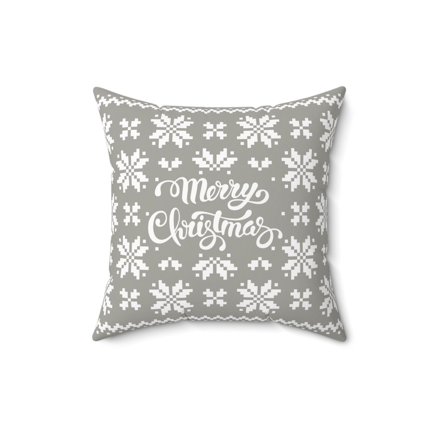 Merry Christmas Pillow with exclusive Italian Design print | Silver White Jacquard Snowflake | Giada Valenti Collection