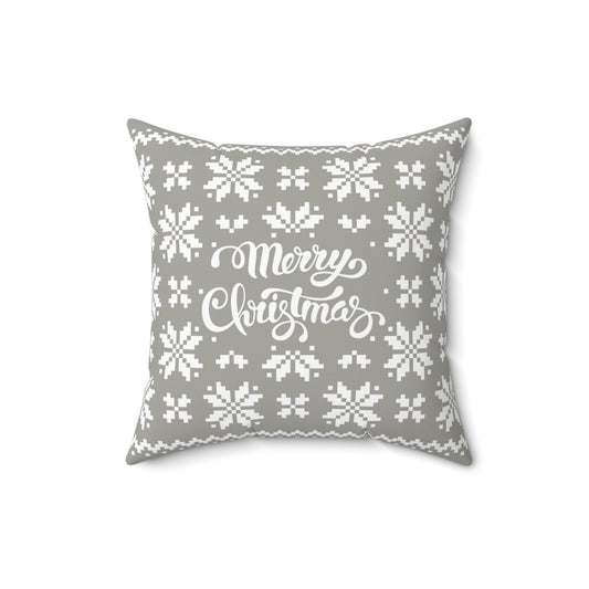 Merry Christmas Pillow with exclusive Italian Design print | Silver White Jacquard Snowflake | Giada Valenti Collection