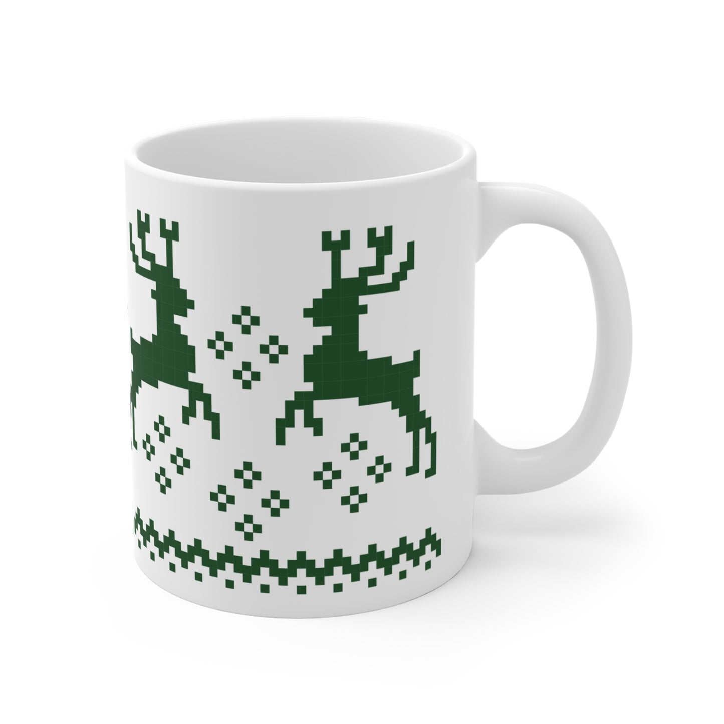 Jacquard Reindeer Christmas Mug with exclusive Italian design print (11oz) | Green | Giada Valenti Collection