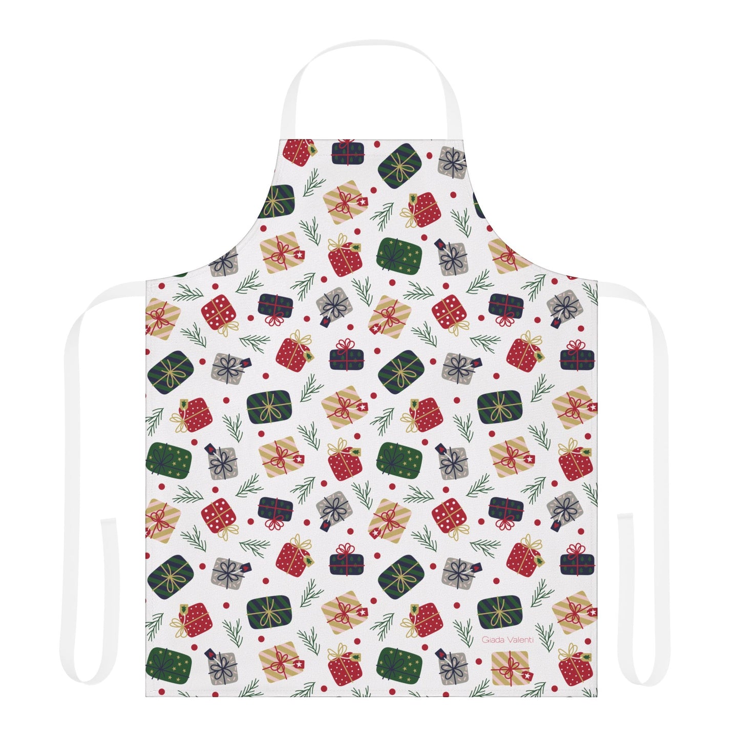 Christmas Presents Apron with Italian Design print | White | Giada Valenti | Christmas Gift